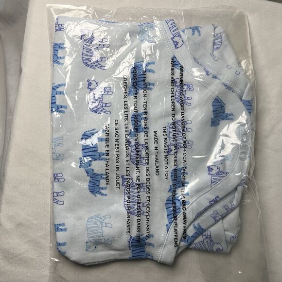 Janie and Jack Baby Short Sleeve Bodysuit, Light Blue W Tiger Pattern, Size 3-6M - Picture 5 of 6